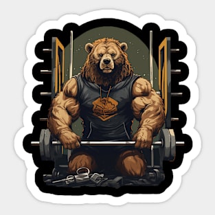 bear at gym Sticker